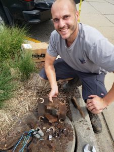 Flange removed from base